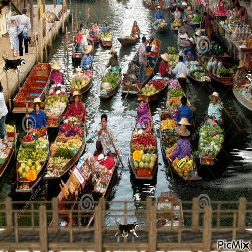 Chợ nổi trên Sông - Безплатен анимиран GIF