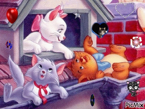 Giff Picmix Les aristochats Marie Berlioz et Toulouse créé par moi - 無料のアニメーション GIF