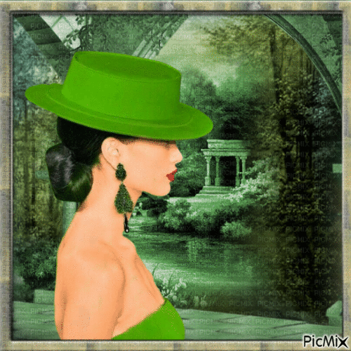 Portrait de femme en vert. - Бесплатни анимирани ГИФ
