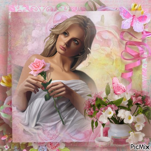 Женщина с розой - png grátis
