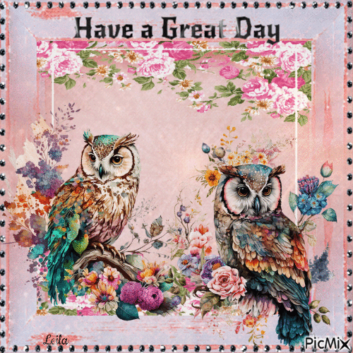 Have a Great Day. Owls - GIF animado grátis