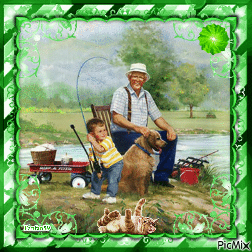 A la pêche avec papy - Ingyenes animált GIF