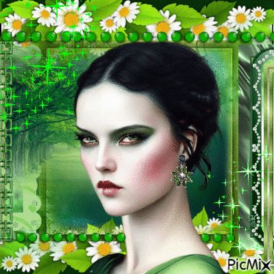 woman with green eyes - GIF animé gratuit