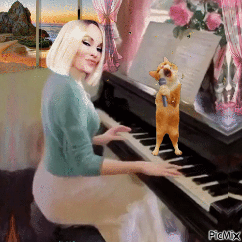 singing cat - Darmowy animowany GIF