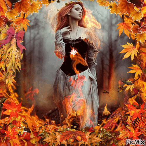 Hada del otoño pelirroja - Besplatni animirani GIF