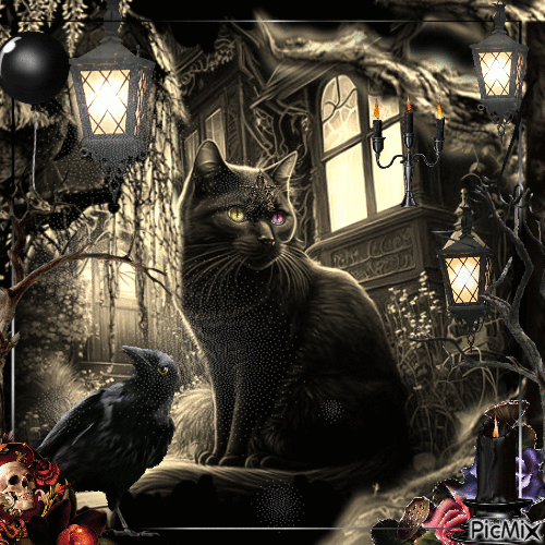 Gato gótico - Animovaný GIF zadarmo
