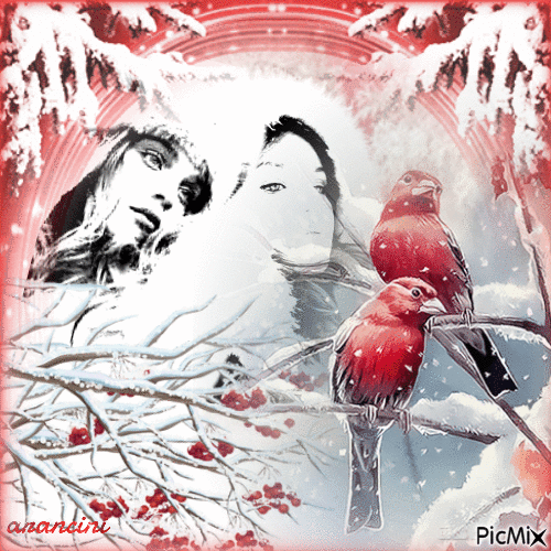 Winter in red and white - GIF animasi gratis