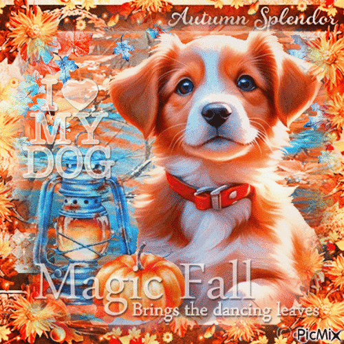 Autumn dog animals - GIF animé gratuit