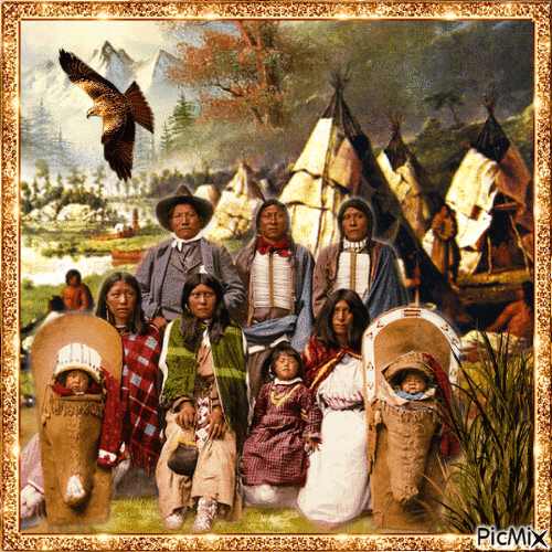Traditionelle Indianer Familie - Gratis animerad GIF
