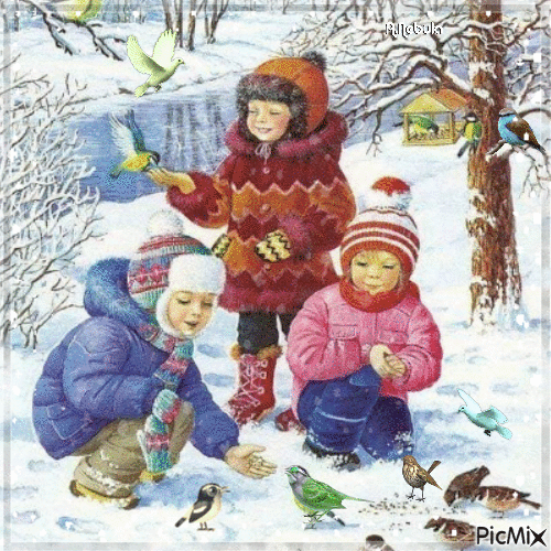 Children in winter-contest - GIF animado gratis