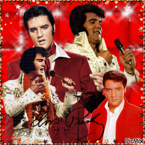 Elvi Presley in red  end white color - Besplatni animirani GIF
