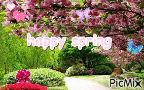 happy spring - GIF animé gratuit