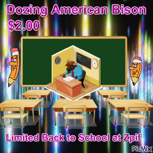 Dozing American Bison 2.00 - GIF animé gratuit