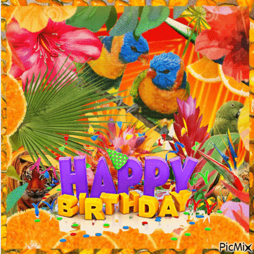 Happy Birthday, tropic - GIF animasi gratis