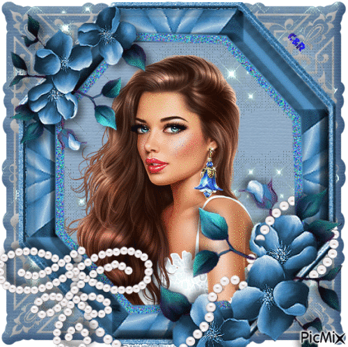 Portrait de femme et fond bleu - Δωρεάν κινούμενο GIF