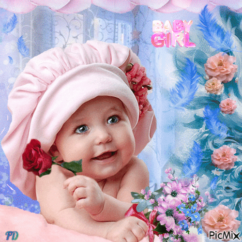 Baby in rosa und blau - Animovaný GIF zadarmo
