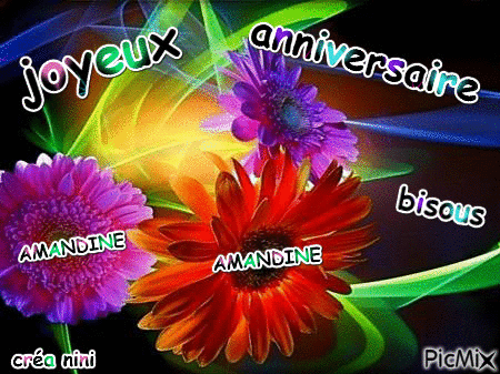 joyeux anniversaire amandine - Бесплатный анимированный гифка