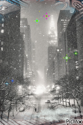 Winter-City.   🙂❄️❄️❄️ - GIF animé gratuit