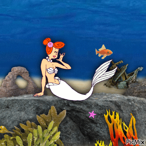 Wilma Flintstone mermaid - Бесплатный анимированный гифка