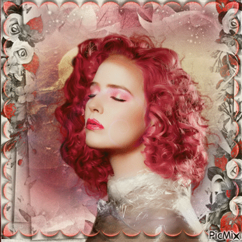 Portrait de Femme en Rouge - Δωρεάν κινούμενο GIF