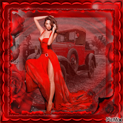 Dame sexy Rouge sur rouge - Nemokamas animacinis gif