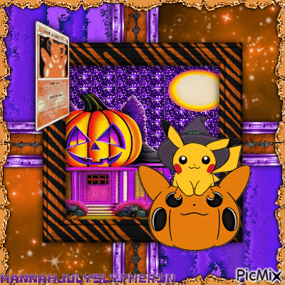 {♠}Pikachu & Pikachu Pumpkin{♠} - Free animated GIF