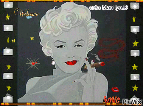 MARILYN FUME LE CIGARE-24-04-2017 - 免费动画 GIF