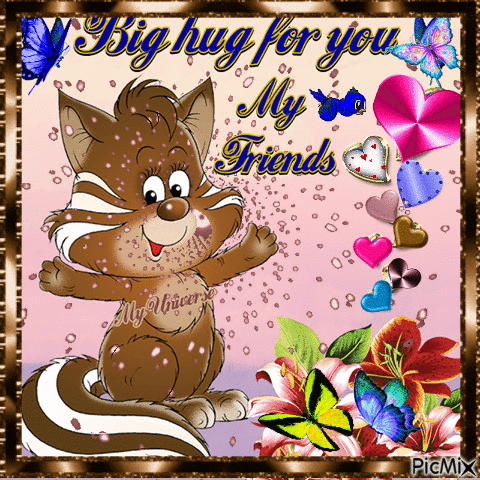 **** HUGS & KISSES***** It's wondrous what a hug can do. A hug can cheer you when you're blue. A hug can say, "I love you so," or - GIF animate gratis