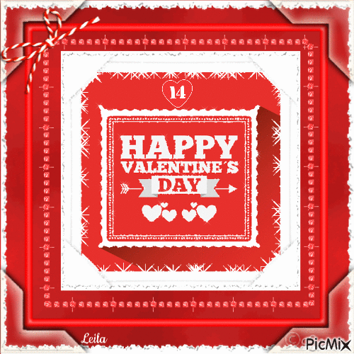 14. February. Happy Valentines Day. Red, white - GIF animé gratuit