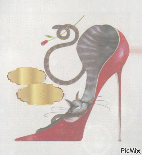 ébauche chat dans chaussure talon - Бесплатный анимированный гифка