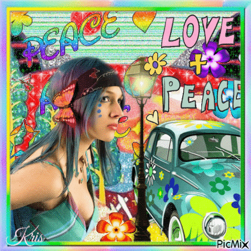 Les jours hippie - Peace - GIF animado grátis