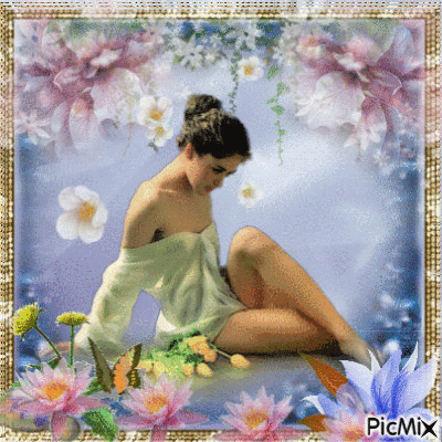 Femme aux couleurs pastels - Free animated GIF