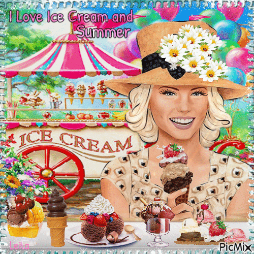 I Love Ice Cream and Summer - GIF animé gratuit