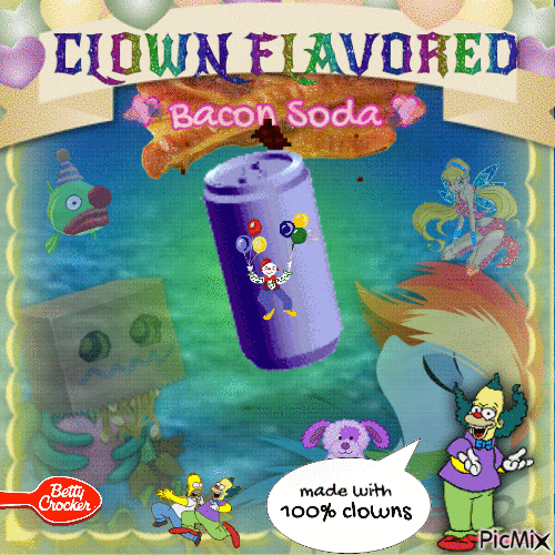 CLOWN FLAVORED Bacon Soda - GIF animado gratis