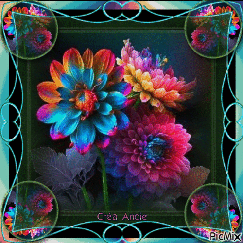 Fleurs colorées - Darmowy animowany GIF