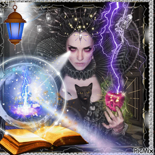 Femme gothique avec de la magie - Besplatni animirani GIF