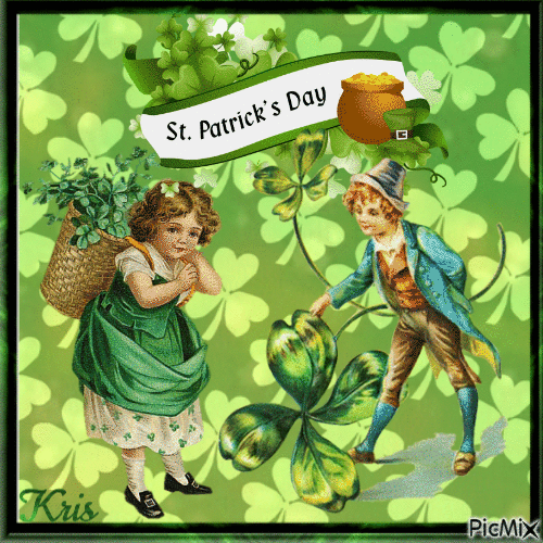 Happy St Patrick's vintage 🌻🌺 - Gratis geanimeerde GIF
