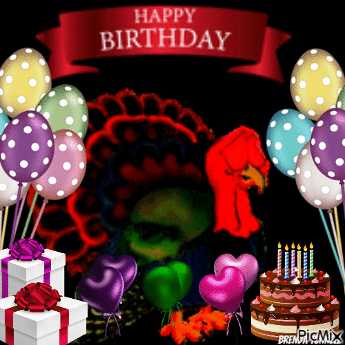 Happy birthday turkey - GIF animé gratuit