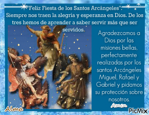 Feliz fiesta de los santos arcangeles - Бесплатный анимированный гифка
