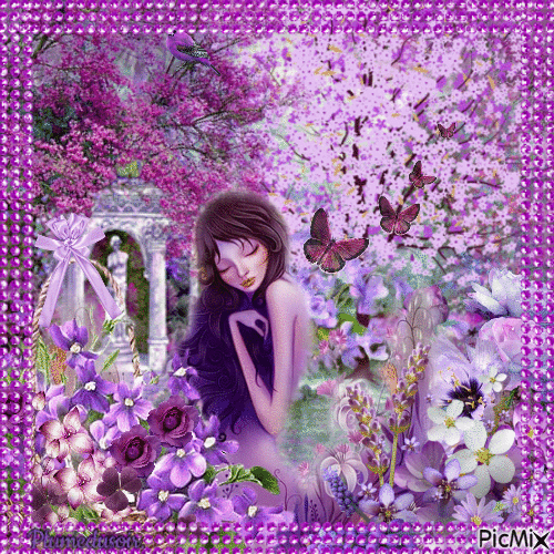Bouquet du jardin violet. - Бесплатный анимированный гифка