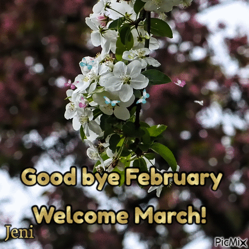 Good bye February, Welcome March - GIF animé gratuit