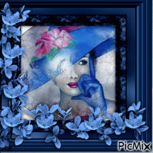 A woman with blue color - Zdarma animovaný GIF