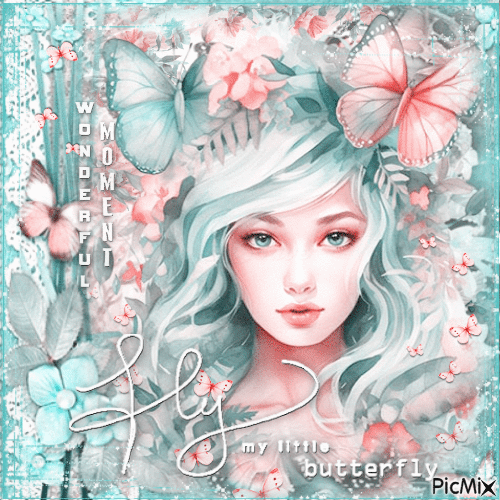 Anime girl butterfly - 免费动画 GIF