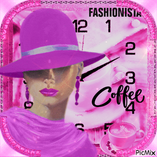 Fashionista mit Kaffee im Rosa - GIF animado grátis