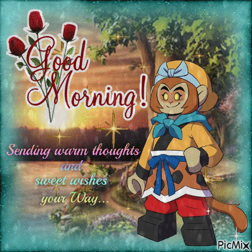 good morning from wukong - Gratis animerad GIF