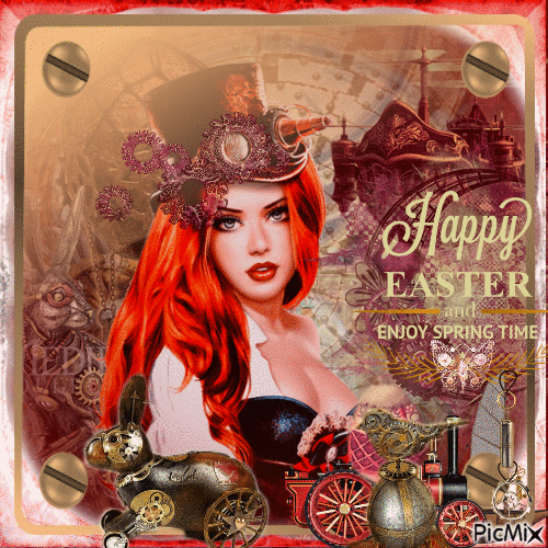 Steampunk Easter and Springtime - Free animated GIF