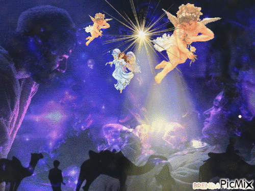 BABY JESUS AND ANGELS - Безплатен анимиран GIF