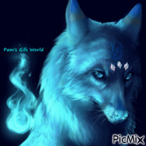 Blue Mystic Wolf - GIF animé gratuit