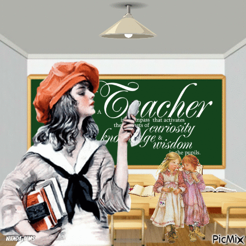 Girls -school-teacher - Бесплатни анимирани ГИФ
