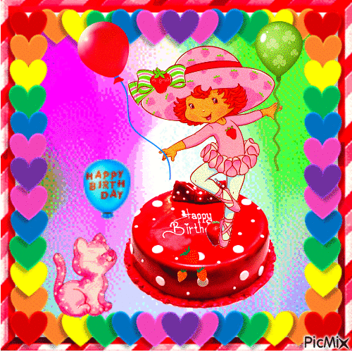 Charlotte aux fraises - Happy birthday - Бесплатный анимированный гифка